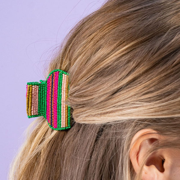 Gia Mixed Horizontal Stripes Small Claw Hair Clip