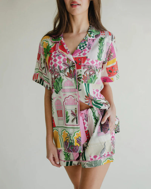 Greco Garden Pajama Shorts Set