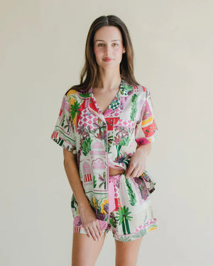 Greco Garden Pajama Shorts Set