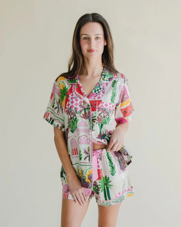 Greco Garden Pajama Shorts Set