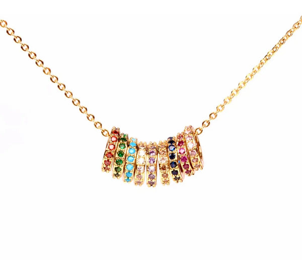 Multi Rainbow Hoop Necklace