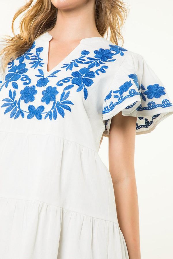 Tiered Embroidered Detail Dress