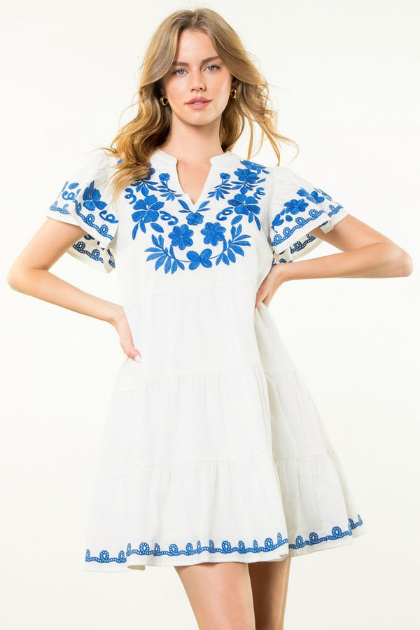 Tiered Embroidered Detail Dress