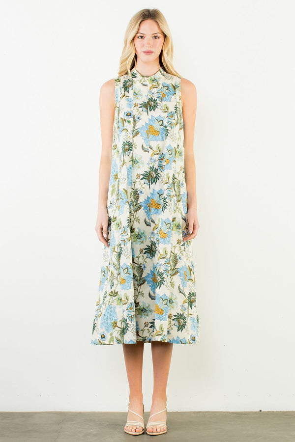 Sleeveless Floral Pattern Dress