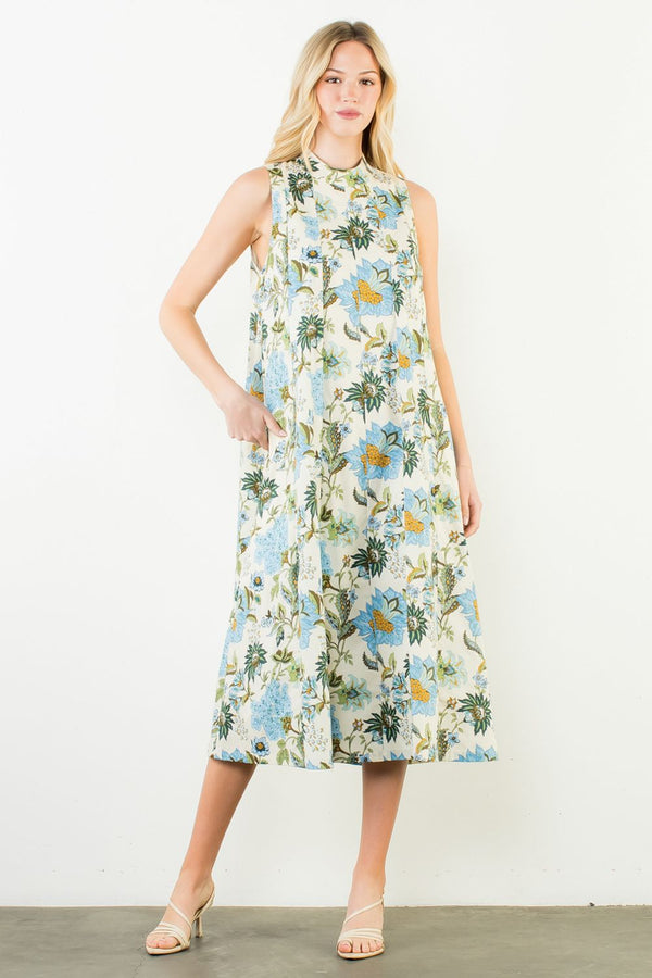 Sleeveless Floral Pattern Dress