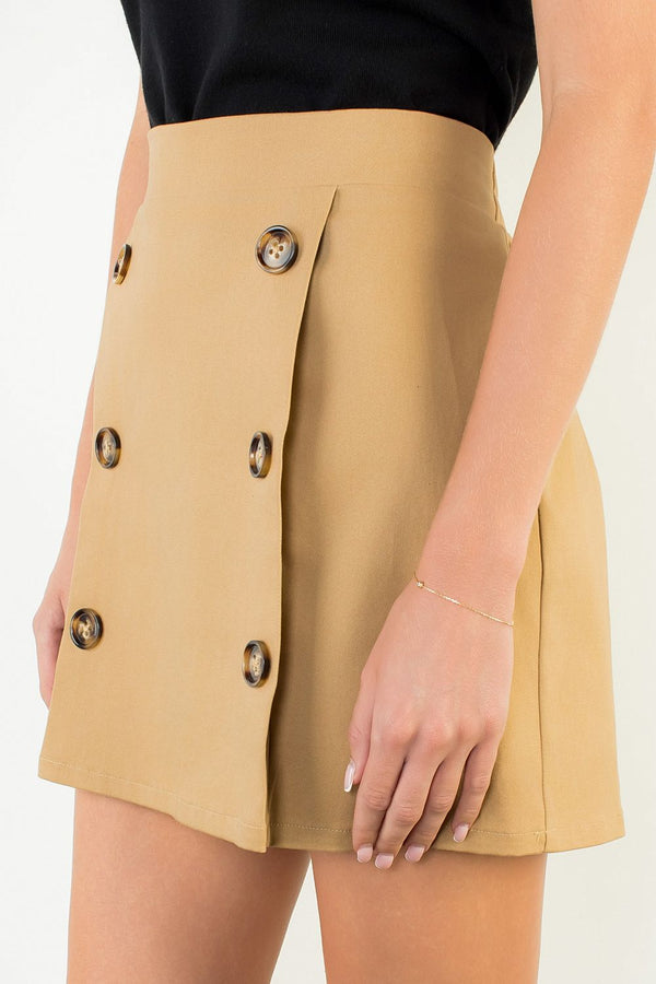 High Waisted Button Skirt
