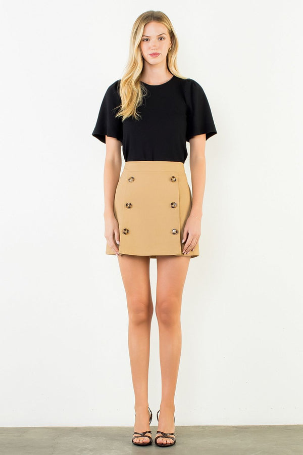 High Waisted Button Skirt