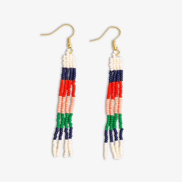 June Colorblock Petite Beaded Fringe Earrings