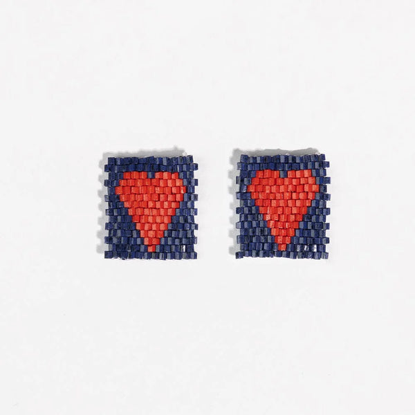 Kallie Heart Rectangle Post Beaded Earrings
