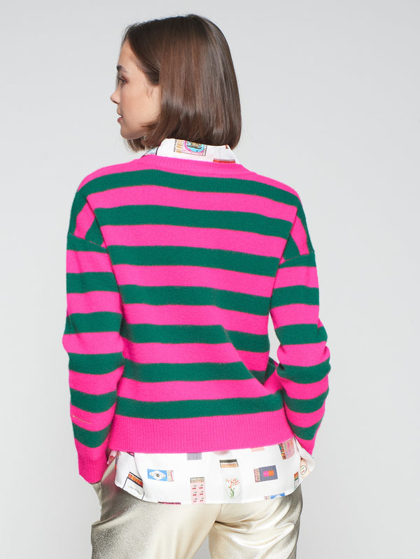 Striped "Magic Happens" Sequin Sweater