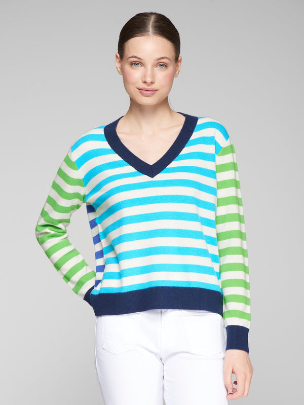 Knit Striped V-Neck Sweater