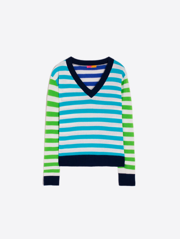 Knit Striped V-Neck Sweater