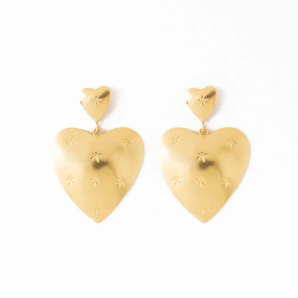 Laura Small Heart with Large Dangle Heart Earrings