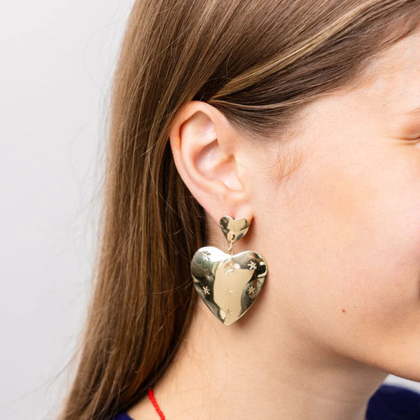 Laura Small Heart with Large Dangle Heart Earrings