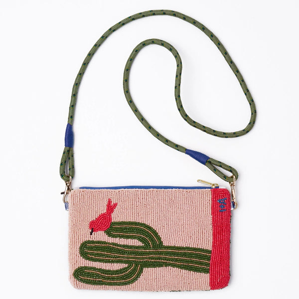 Leila Red Boots Seed Bead Clutch with Strap