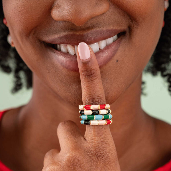 Paisley Twisted Colorblock Enamel Ring