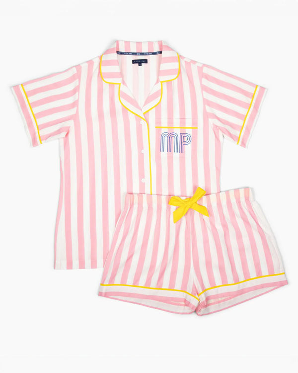 Retro Stripe Pajama Shorts Set