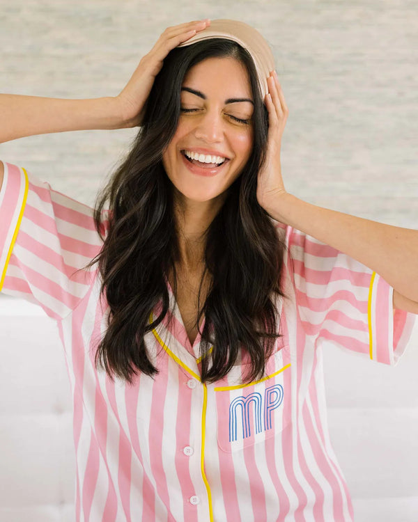 Retro Stripe Pajama Shorts Set