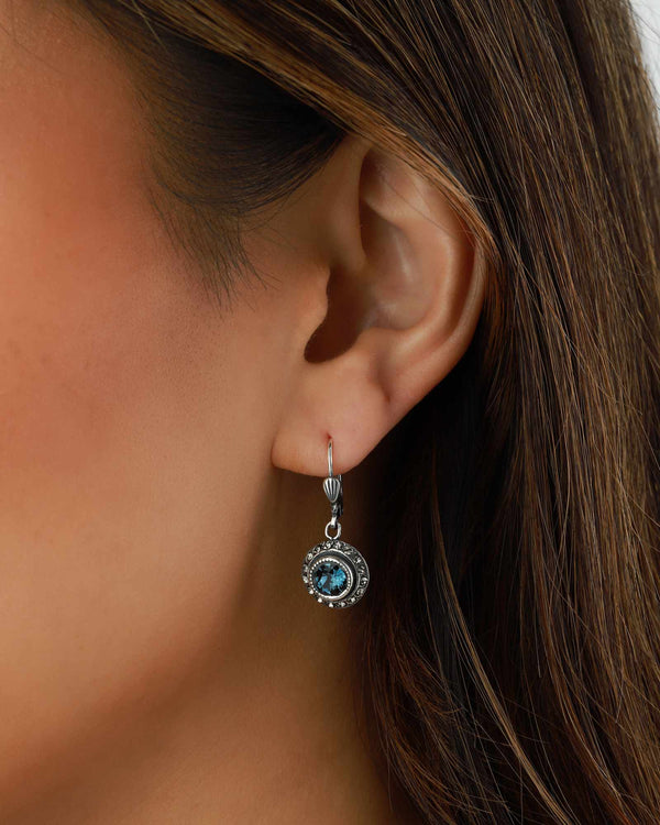 Round Crystal w/ Rhinestone Border Earrings