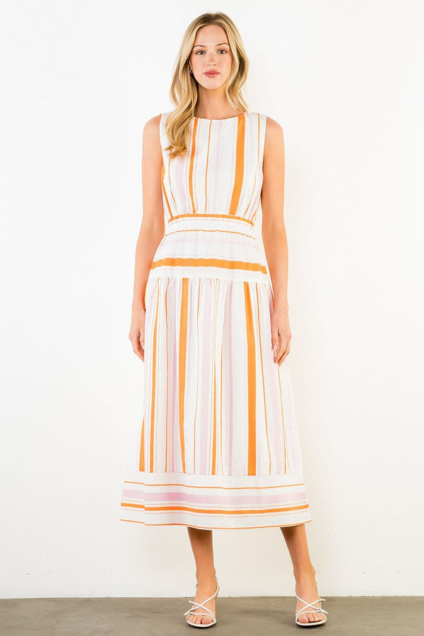 Sleeveless Stripe Midi Dress