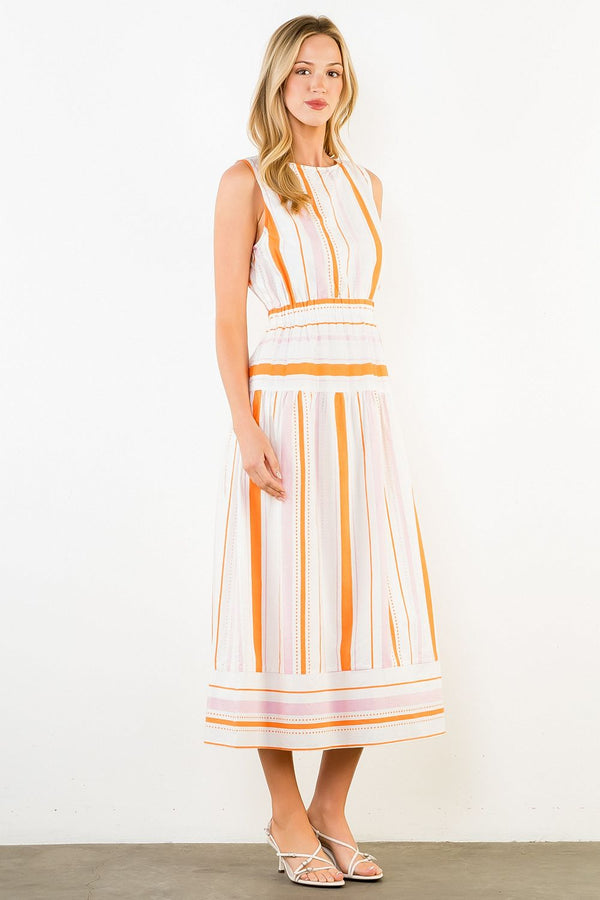 Sleeveless Stripe Midi Dress
