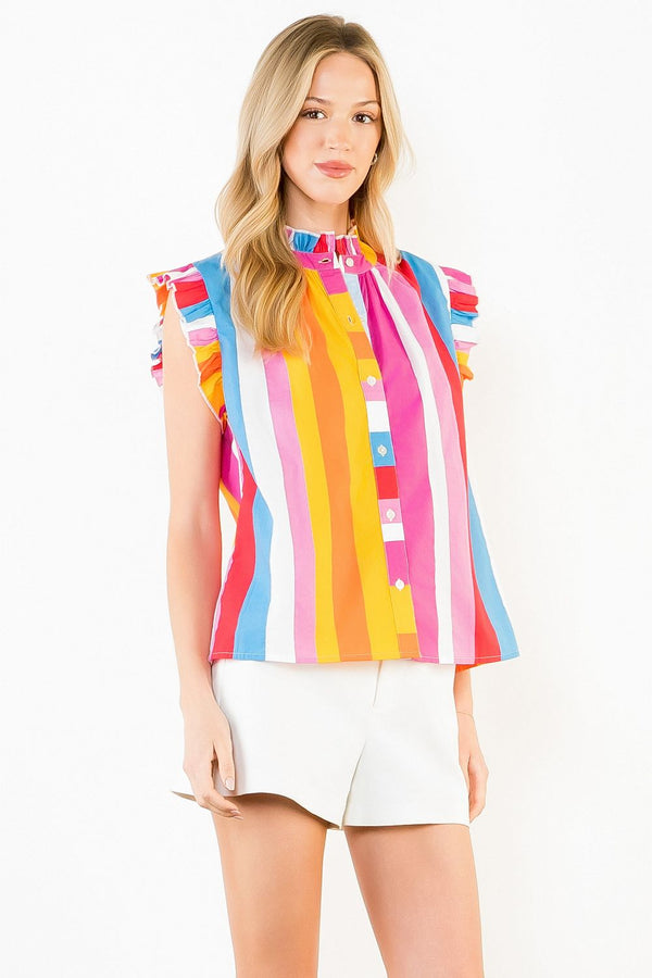 Short Sleeve Colorblocked Top