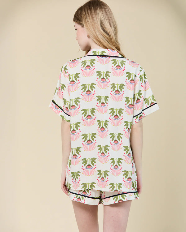 Summer Bouquet Pajama Shorts Set