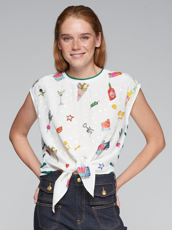 Aliza Appetizer Print Jacquard T-Shirt