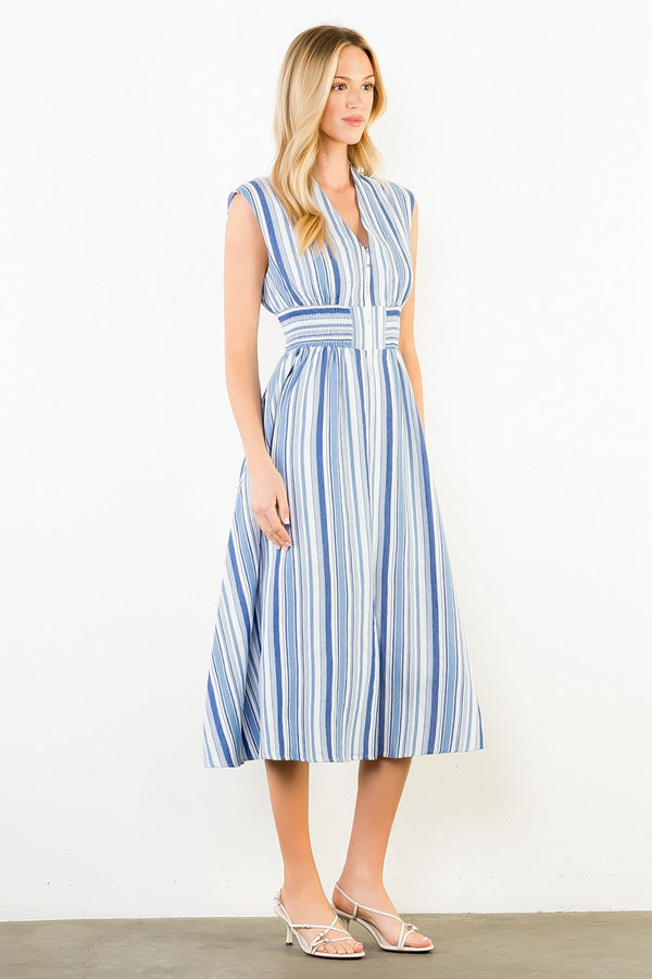 Sleeveless Stripe Midi Dress