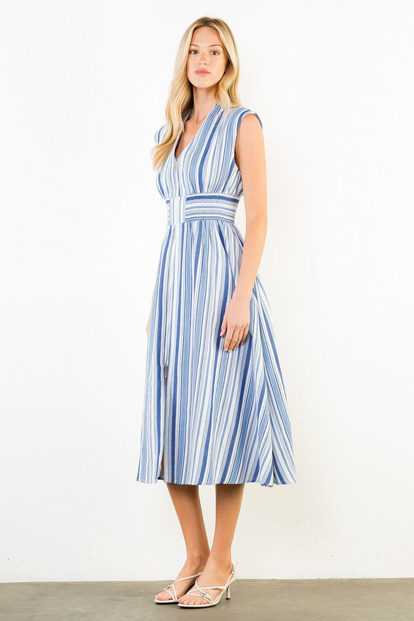 Sleeveless Stripe Midi Dress