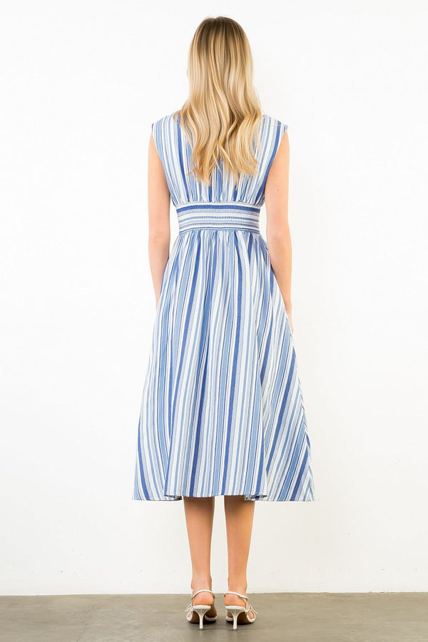 Sleeveless Stripe Midi Dress