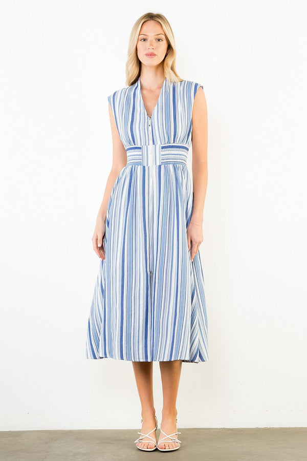 Sleeveless Stripe Midi Dress