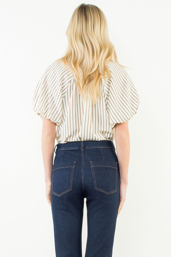 Puff Sleeve Vertical Stripes Top