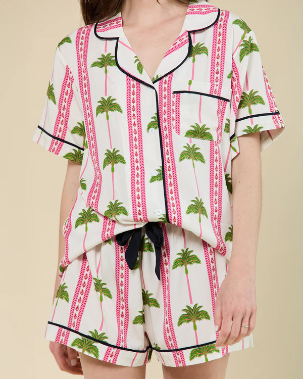 Tropical Palm Pajama Shorts Set