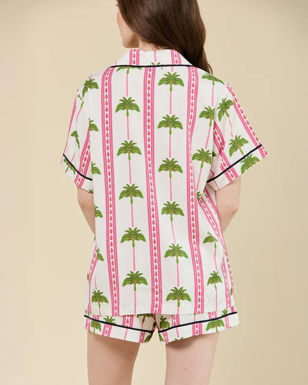 Tropical Palm Pajama Shorts Set