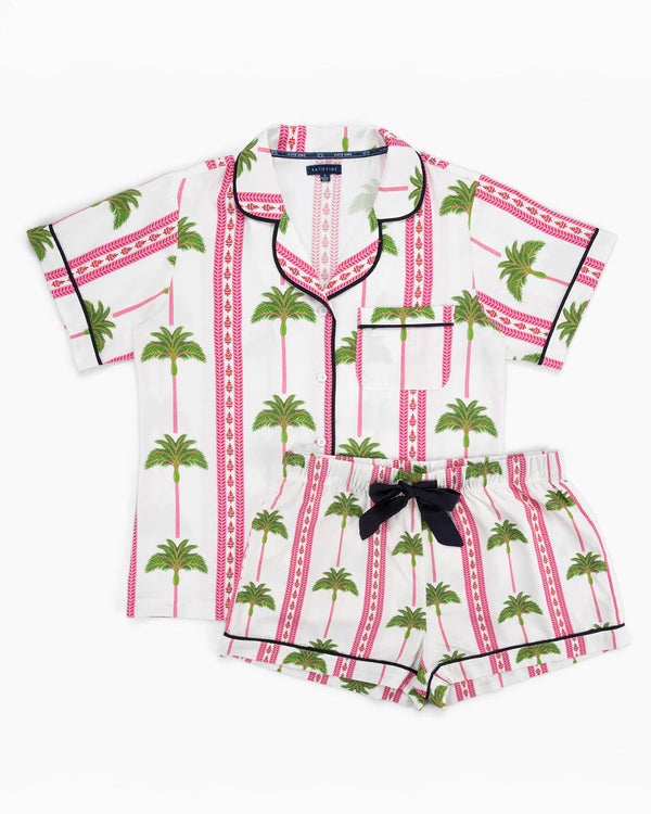 Tropical Palm Pajama Shorts Set