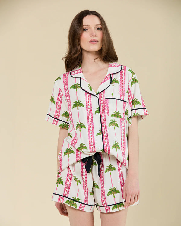 Tropical Palm Pajama Shorts Set