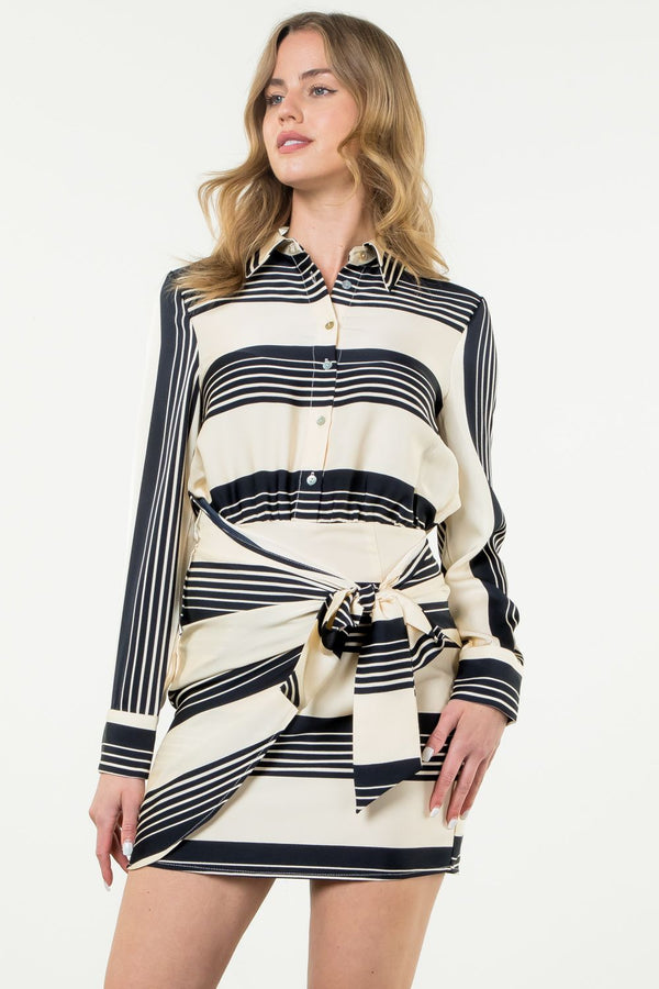 Long Sleeve Striped Mini Dress