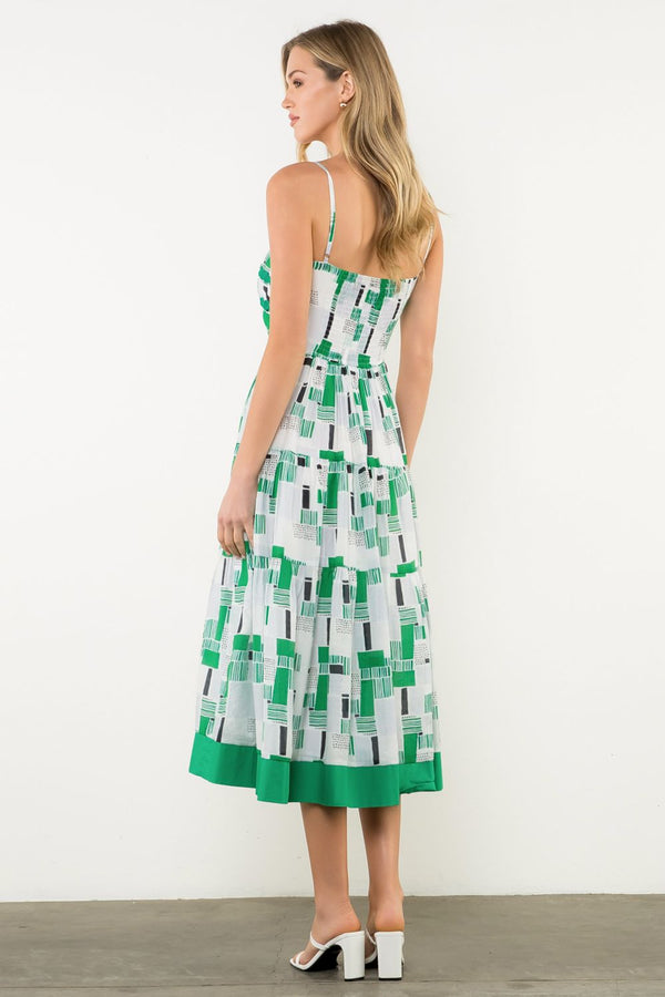 Geometric Embroidered Strap Dress