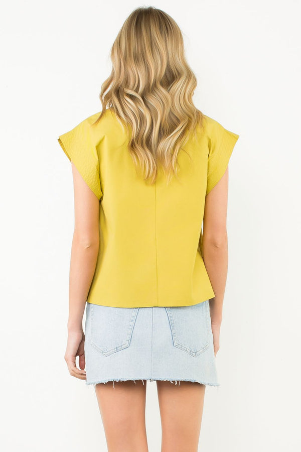 Mock Neck Quilted Sleeve Top