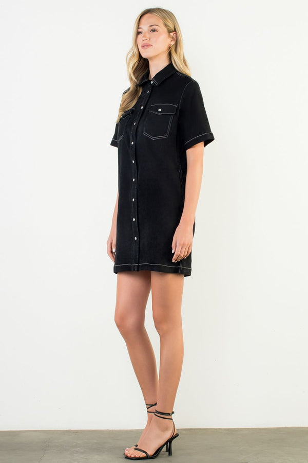 Short Sleeve Suede Dress