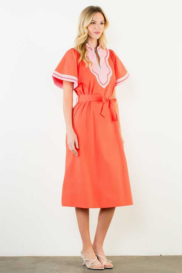 Short Sleeve V-Neck Dress