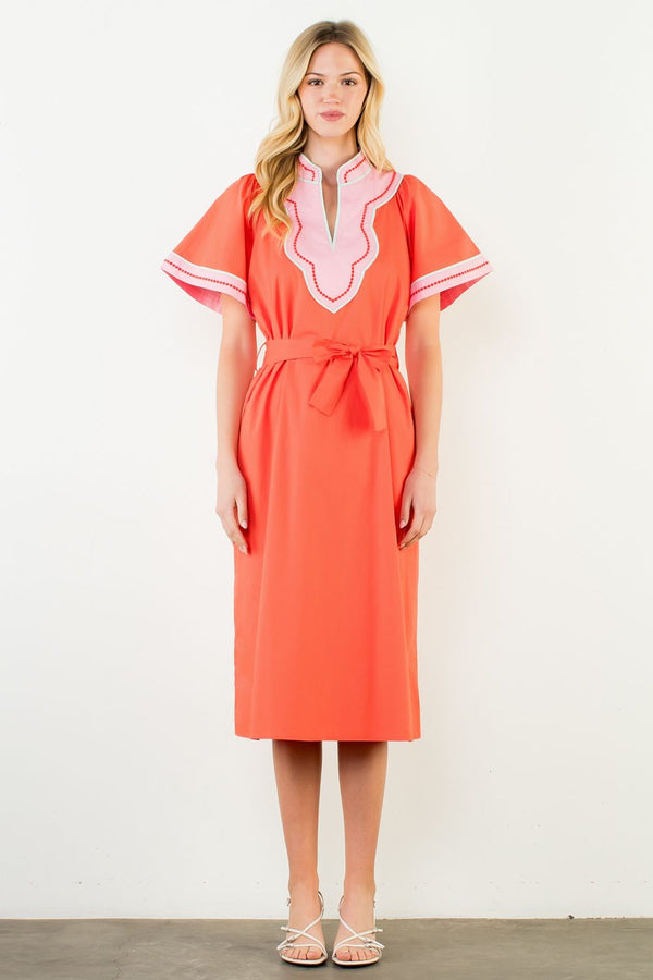 Short Sleeve V-Neck Dress