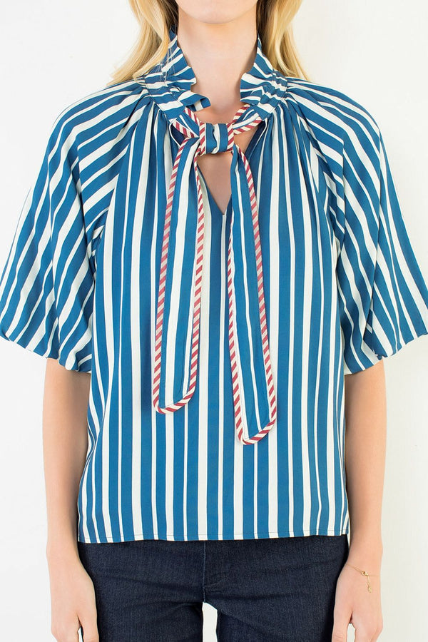 Stripe Tie Front Top
