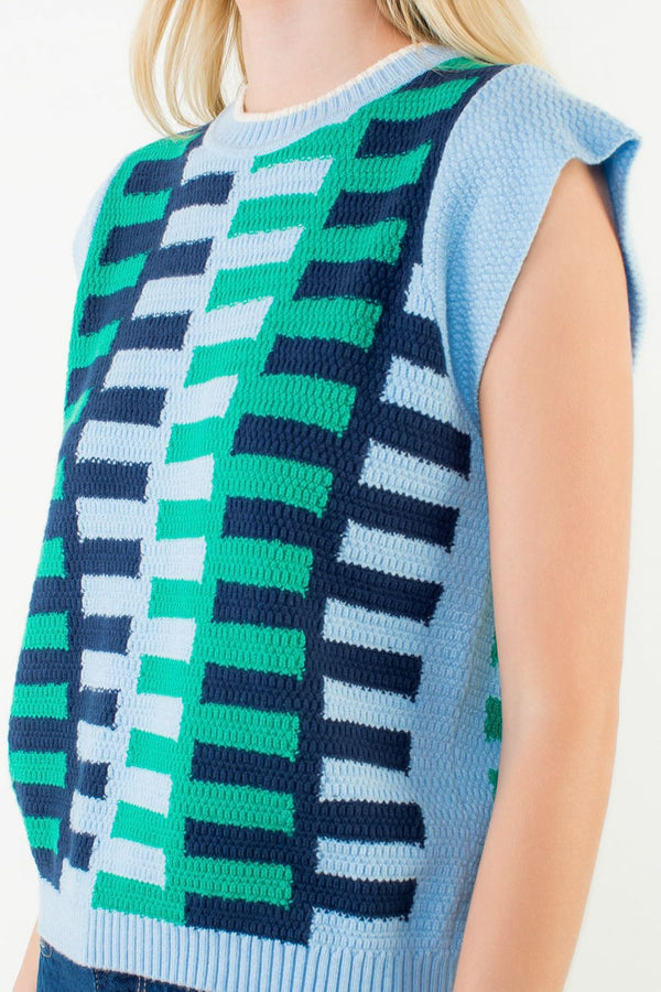 Short Sleeve Colorblock Knit Top