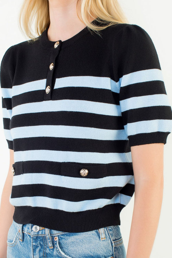Short Sleeve Striped Knit Top