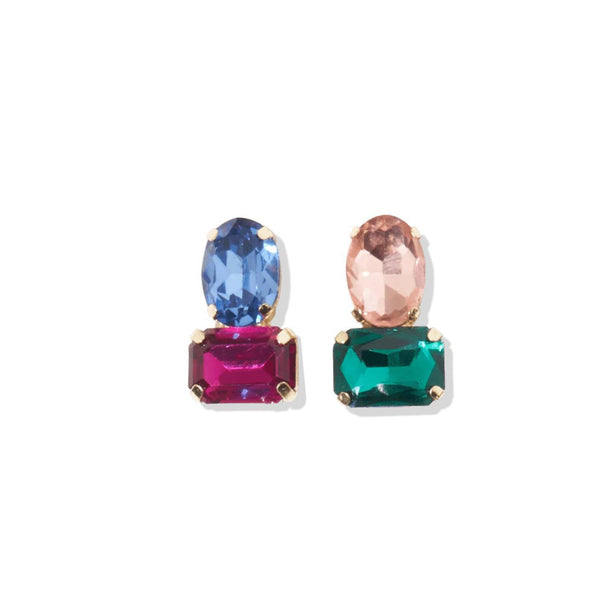 2-Tier Crystal Post Earrings