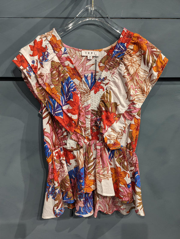 Floral Ruffle Peplum Top