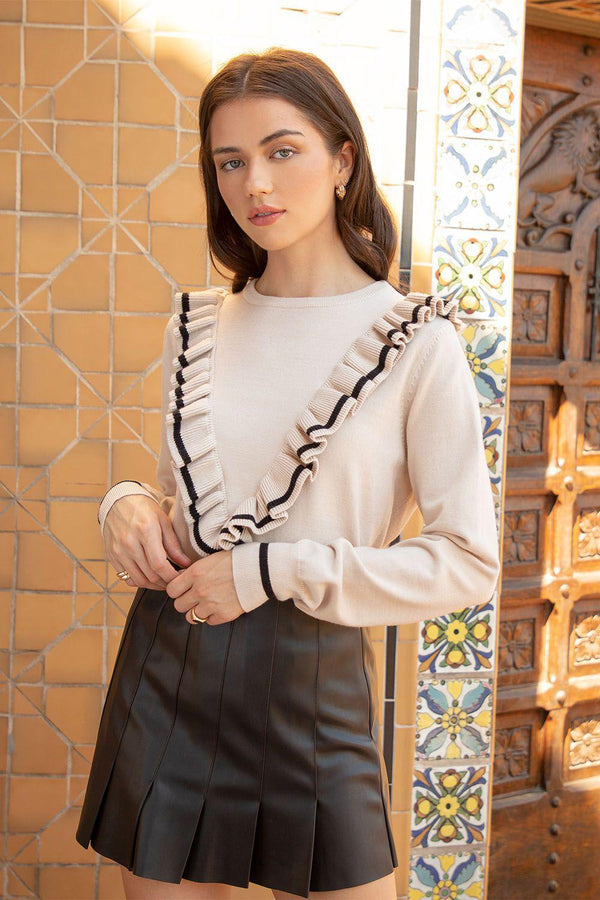 Ruffle Knit Sweater Top