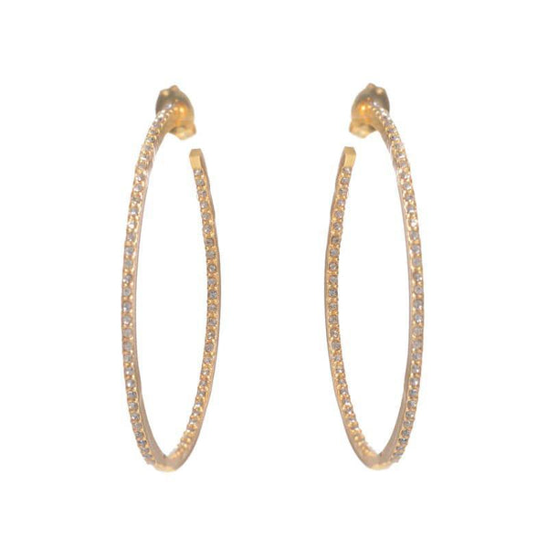 Small Crystal Hoop Earrings in Gold